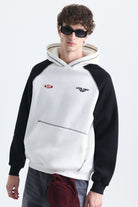 Renk Bloklu Kanguru Cepli Kapüşonlu Sweatshirt