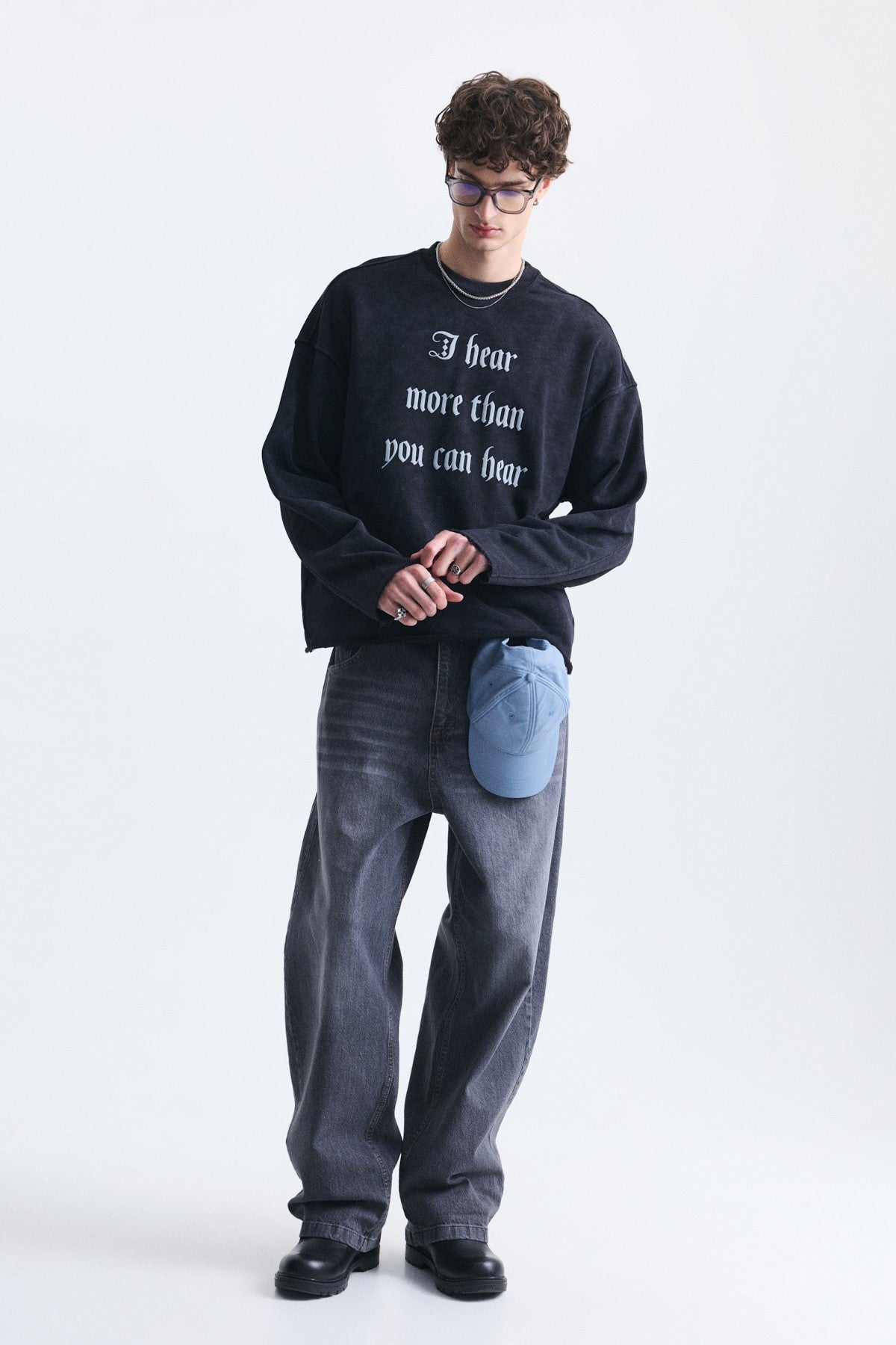 Boxy Fit Yazılı Sweatshirt