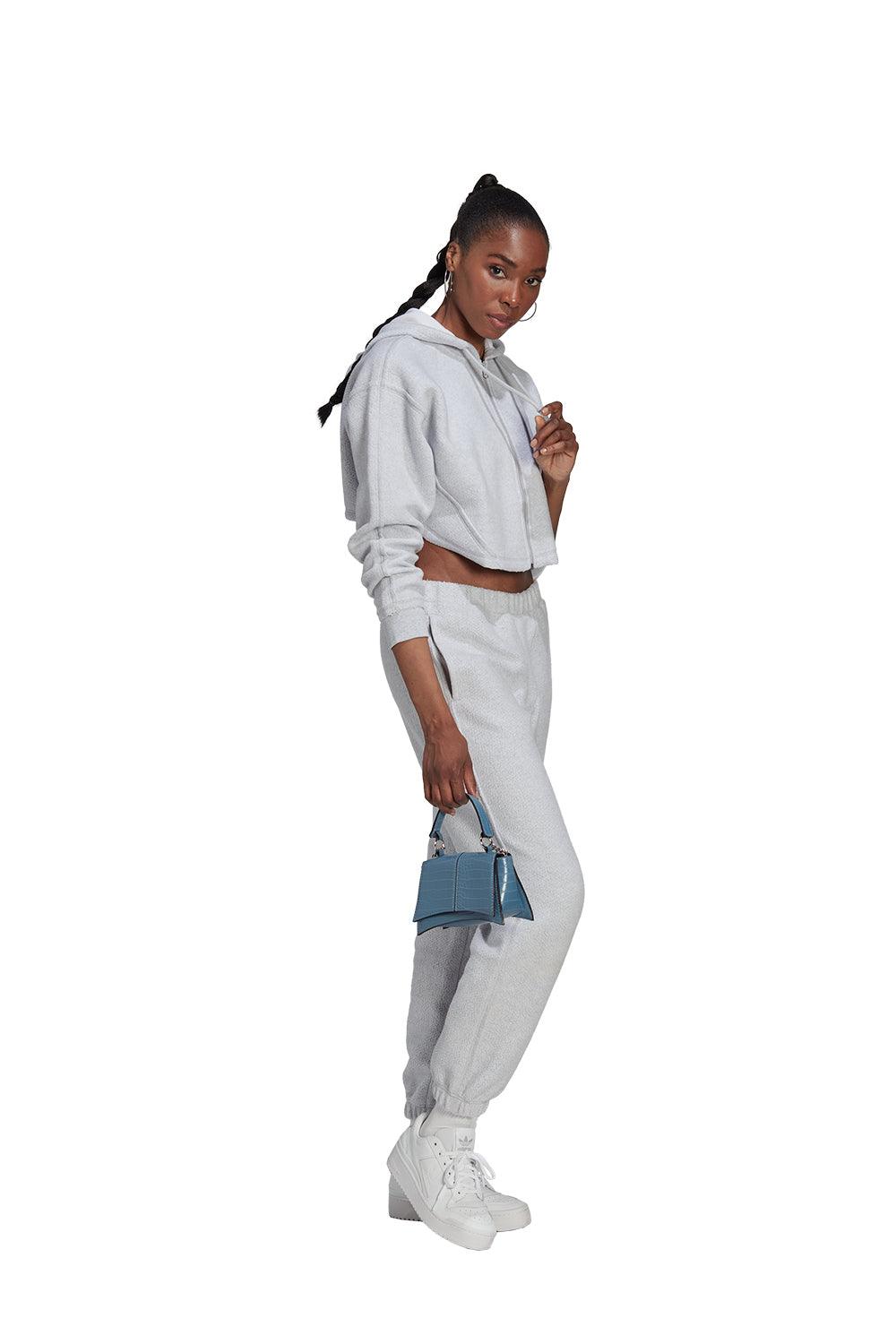 Adidas-Crop Full-Zip Loungewear Hoodie-Sweatshirts & Hoodies-4-fleurdirect.live