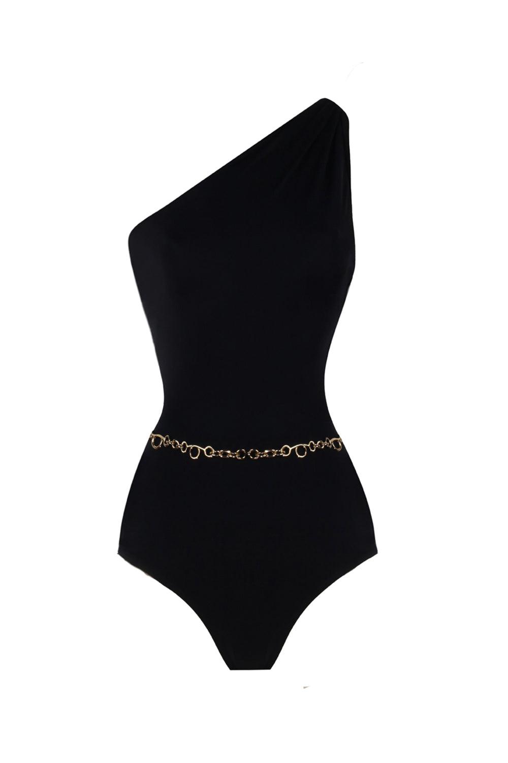 Anais & Margaux-Odette Black Swimsuit with Chain Belt-Bikini & Mayo-4-fleurdirect.live