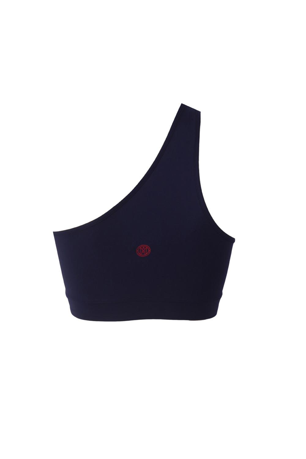 Anais & Margaux-One Shoulder Navy Blue Sports Bra-Activewear-3-fleurdirect.live