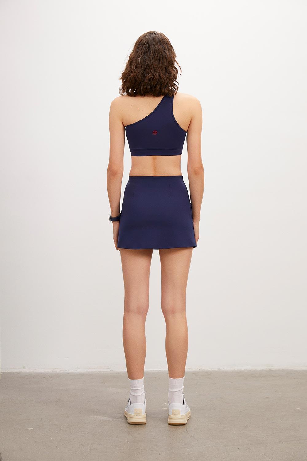 Anais & Margaux-One Shoulder Navy Blue Sports Bra-Activewear-4-fleurdirect.live