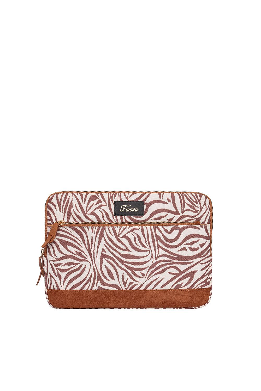Fudela-Fudela 13-14 Inch Cream Zebra Macbook- Laptop Bag-Laptop Çantası-1-fleurdirect.live
