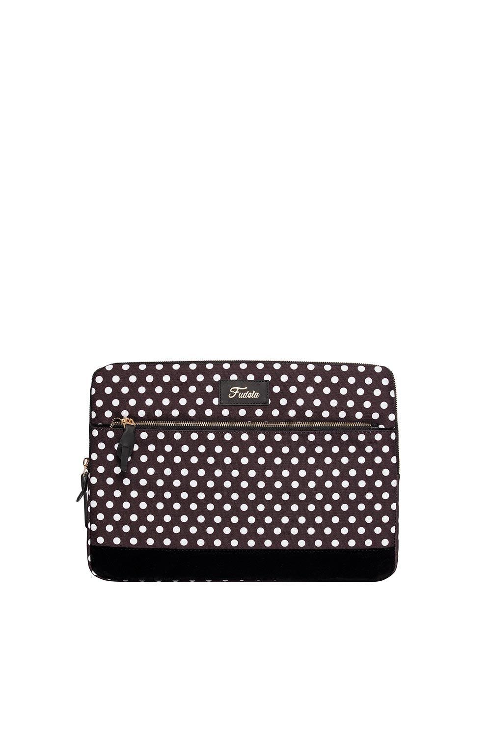 Fudela-Fudela 15.6 Inch Black Polka Dot Macbook- Laptop Bag-Laptop Çantası-1-fleurdirect.live