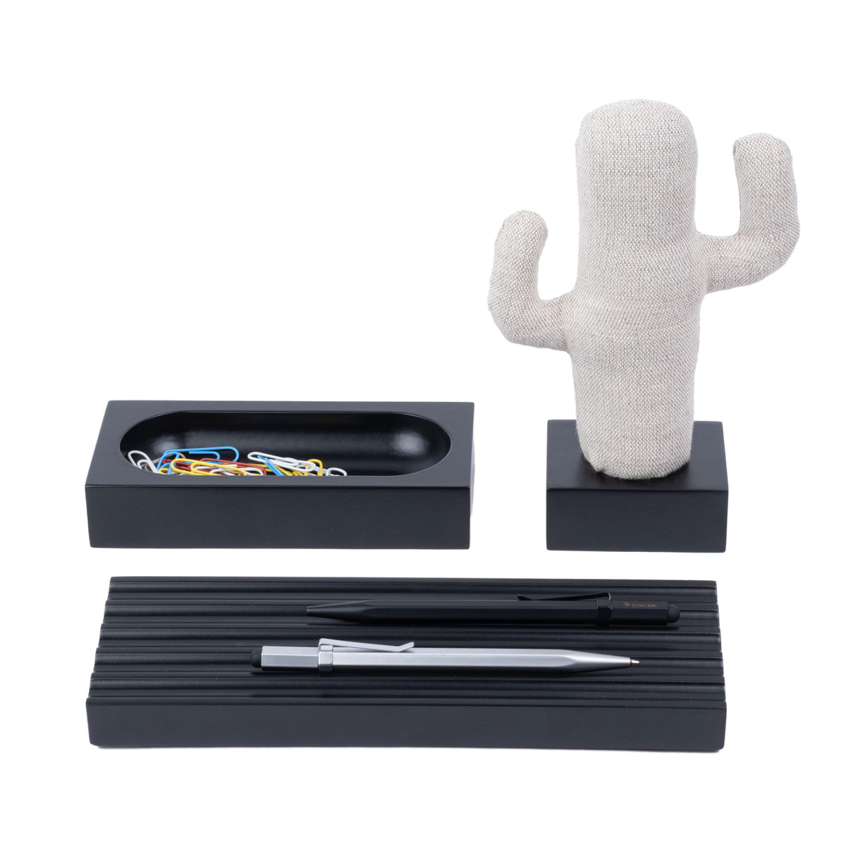Kayigo-Siyah Woody Bej Cactus üçlü Set-Masaüstü Organizer-1-fleurdirect.live