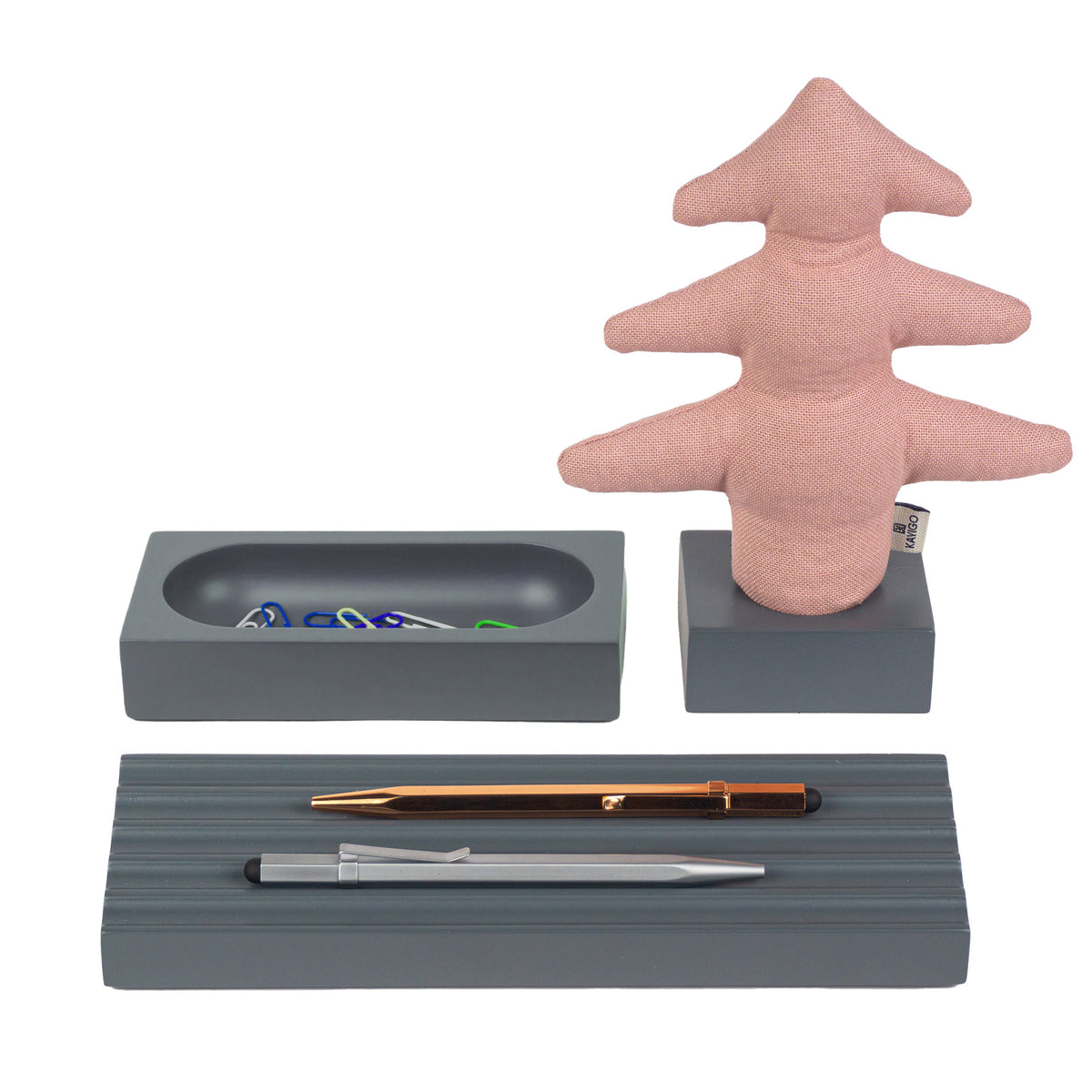 Kayigo-Woody Gri üçlü Ofis Seti Pembe çam-Masaüstü Organizer-1-fleurdirect.live