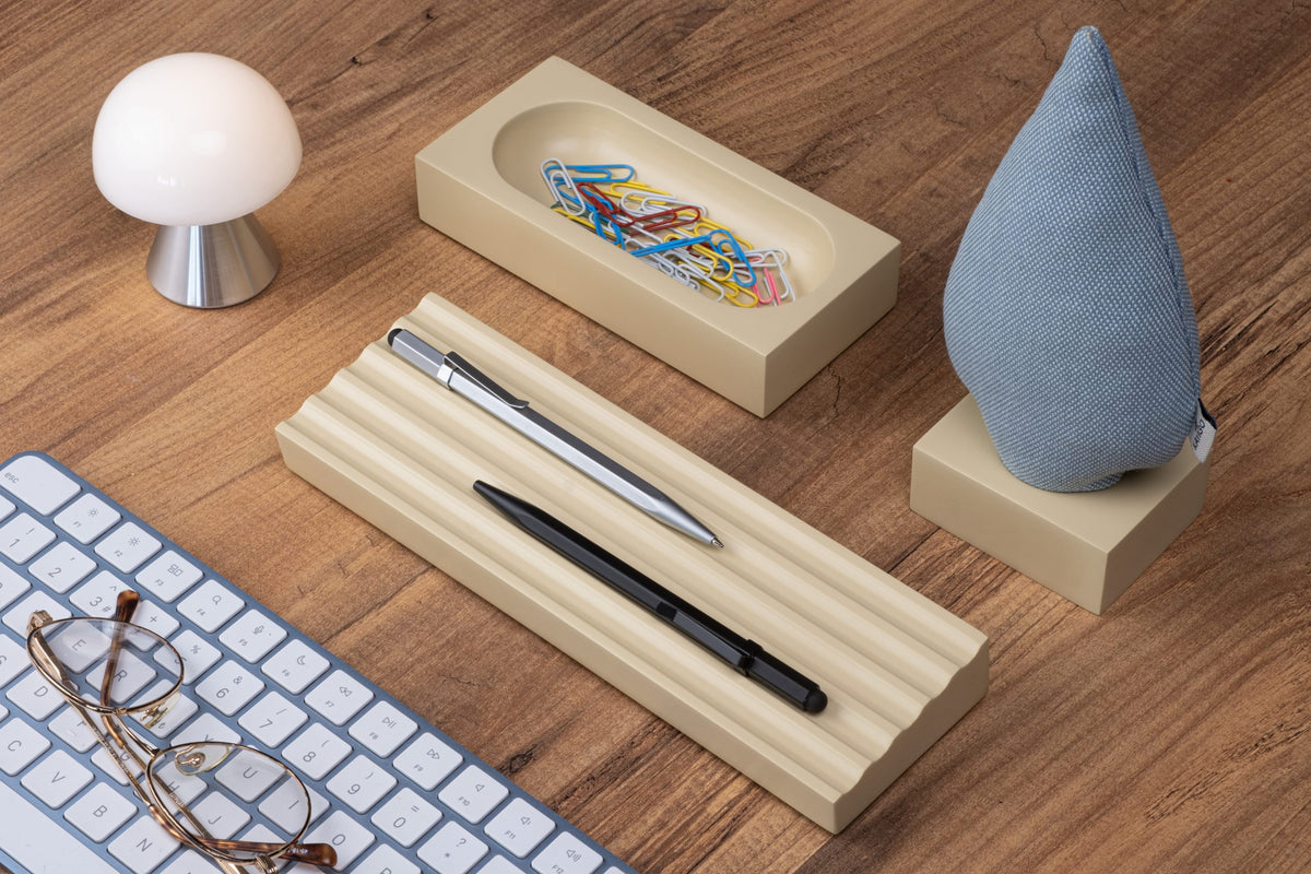 Kayigo-Woody Krem üçlü Ofis Seti Mavi Ladin-Masaüstü Organizer-3-fleurdirect.live