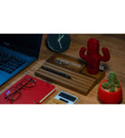 Kayigo-Woody üçlü Ofis Seti Açık Kahverengi Kırmızı Kaktüs-Masaüstü Organizer-4-fleurdirect.live