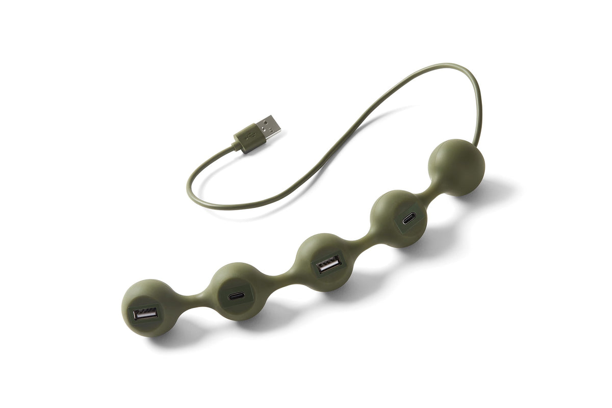 Lexon-Peas Hub 2 Usb çoğaltıcı Haki-Usb Çoğaltıcı-1-fleurdirect.live