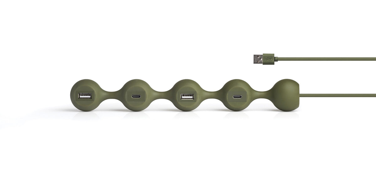 Lexon-Peas Hub 2 Usb çoğaltıcı Haki-Usb Çoğaltıcı-2-fleurdirect.live