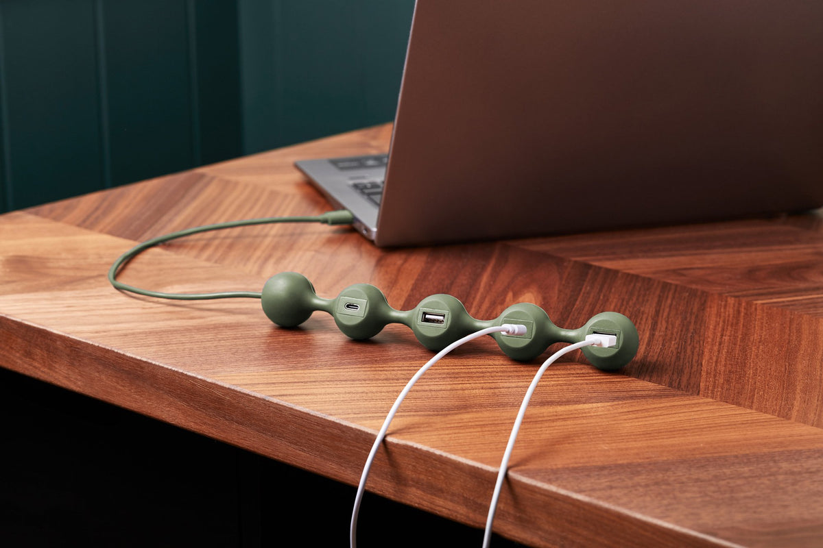 Lexon-Peas Hub 2 Usb çoğaltıcı Haki-Usb Çoğaltıcı-3-fleurdirect.live