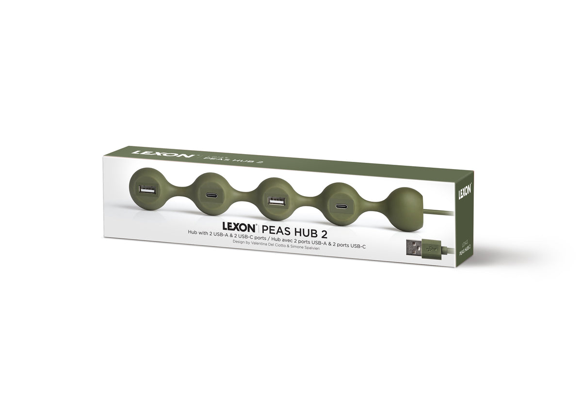 Lexon-Peas Hub 2 Usb çoğaltıcı Haki-Usb Çoğaltıcı-5-fleurdirect.live