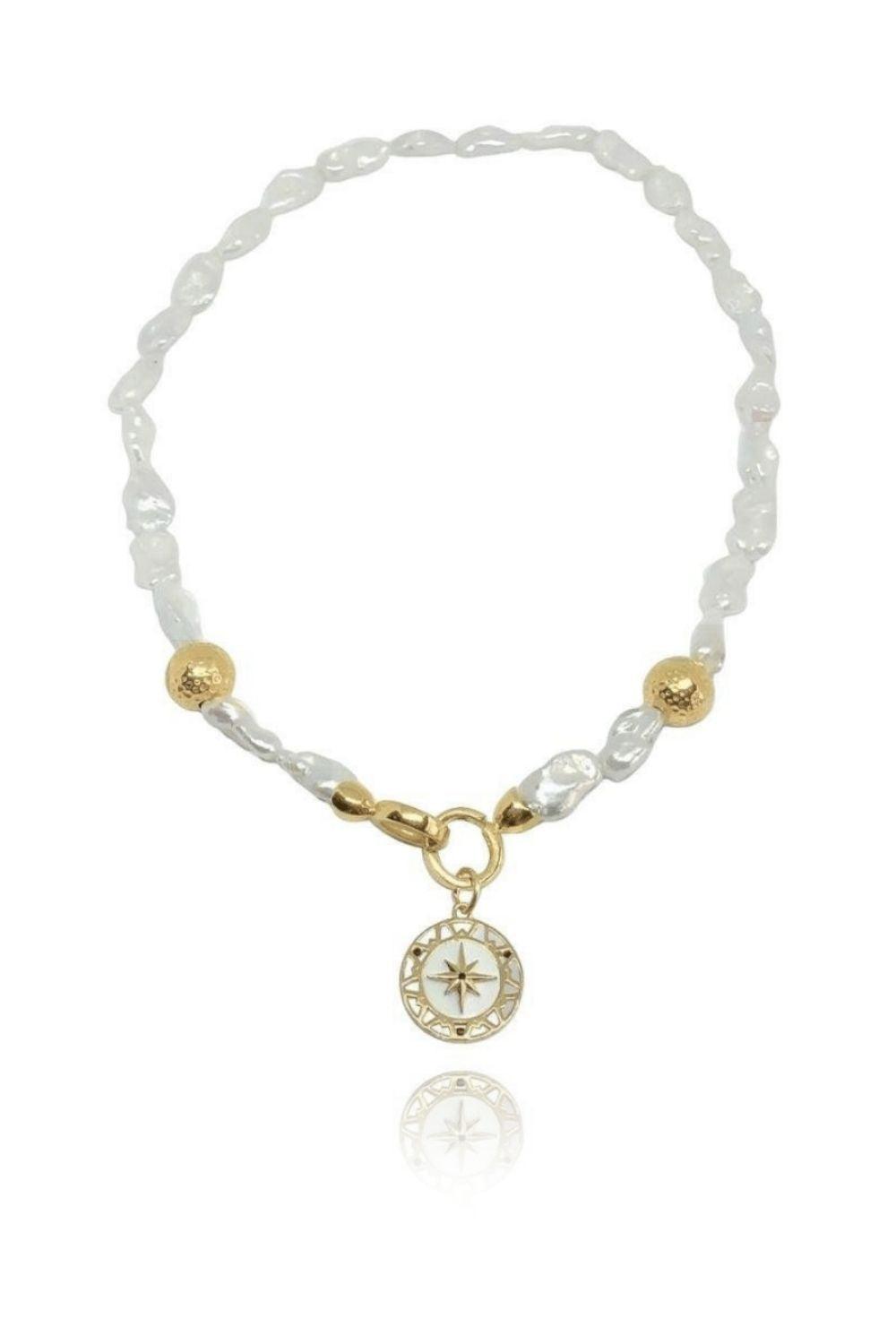 Linya Jewellery-Kutup Yıldızı Madalyon İnci Kolye-Kolye-1-fleurdirect.live