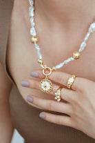 Linya Jewellery-Kutup Yıldızı Madalyon İnci Kolye-Kolye-3-fleurdirect.live