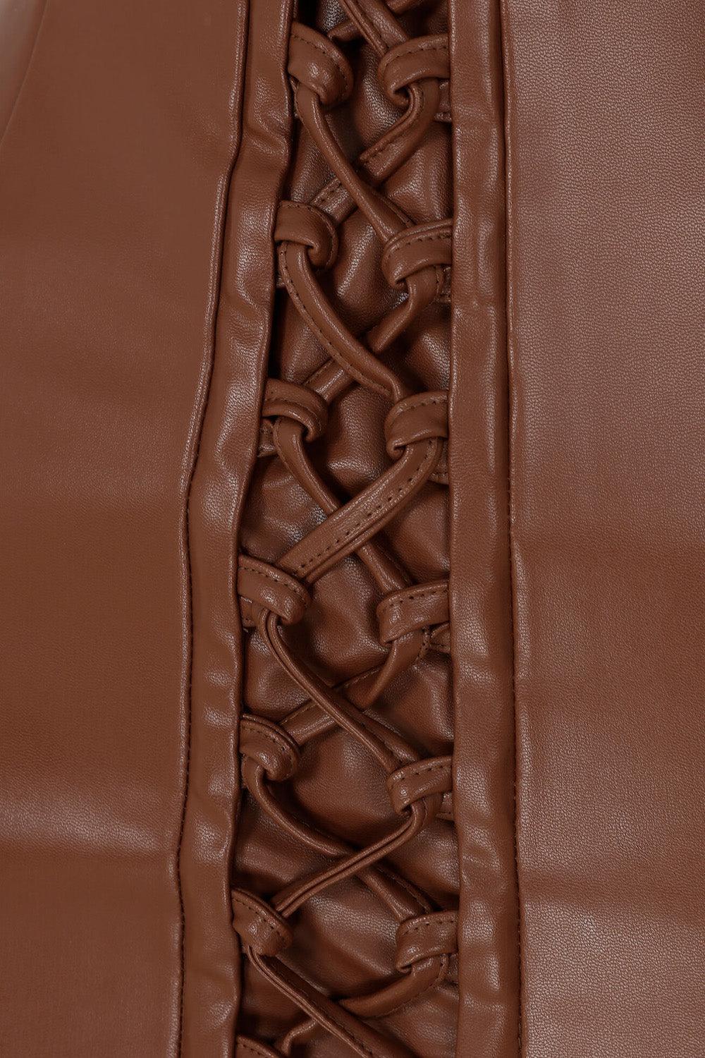 Maeve-Vegan Leather CrissCross Skirt-Etek-4-fleurdirect.live