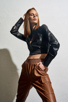 Maeve-Vegan Leather Crop Shirt-Gömlek-3-fleurdirect.live
