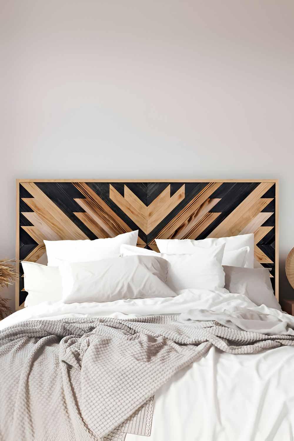 Postotto Design Studio-Mozaik Çift Kişilik Ahşap Yatak/ Baza Başlığı-Yatak-1-fleurdirect.live