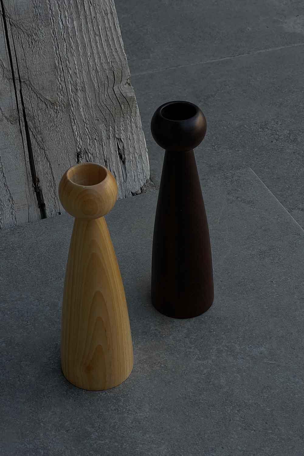 Raika Studio-Alaia Walnut Candle Holder-Mumluk & Şamdan-3-fleurdirect.live