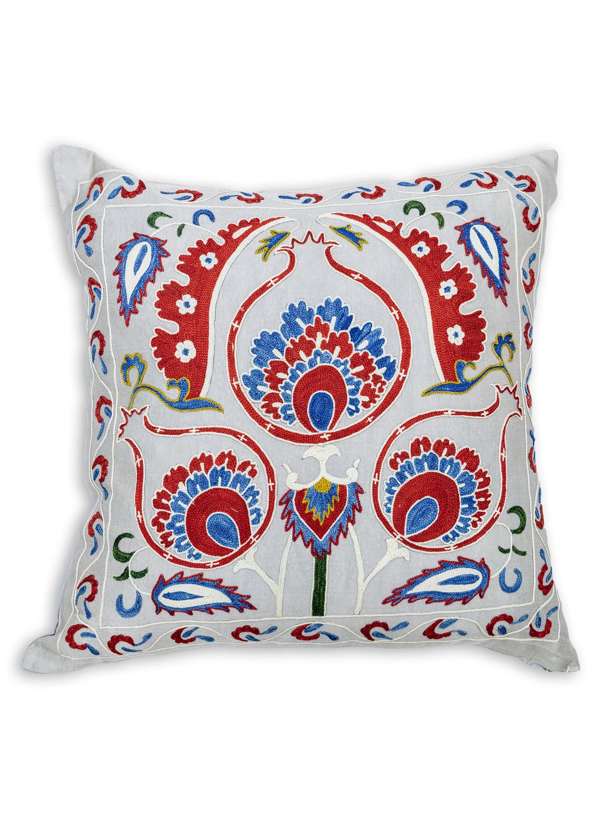 Soho Antiq-Beylem Suzani El Yapımı İpek Yastık 50x50 Cm-Yastık-1-fleurdirect.live