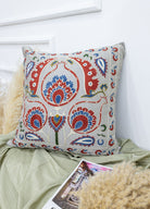 Soho Antiq-Beylem Suzani El Yapımı İpek Yastık 50x50 Cm-Yastık-2-fleurdirect.live