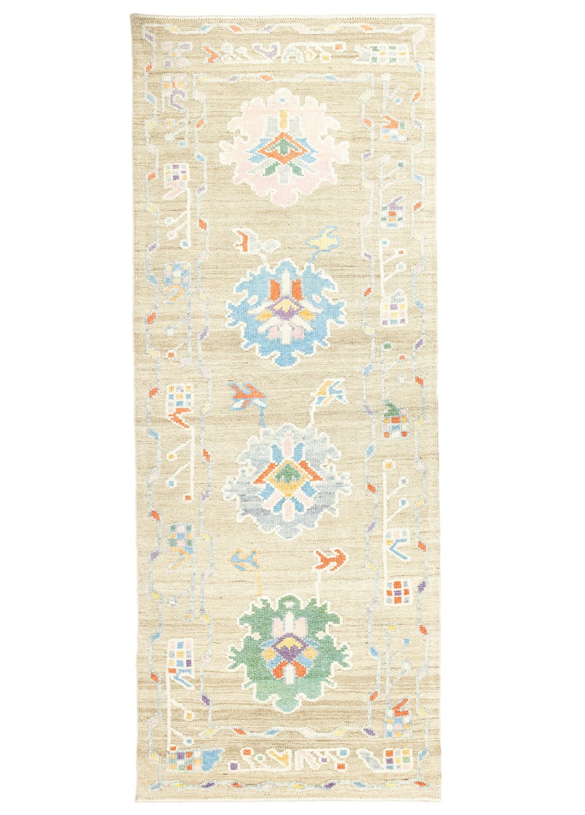 Soho Antiq-Geray El Dokuma İlkel Tasarımlı Yün Yolluk 93x257 Cm-Halı-1-fleurdirect.live