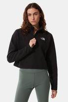 The North Face-Women 100 Glacier Cropped 1/4 Zip Black-Sweatshirts & Hoodies-1-fleurdirect.live