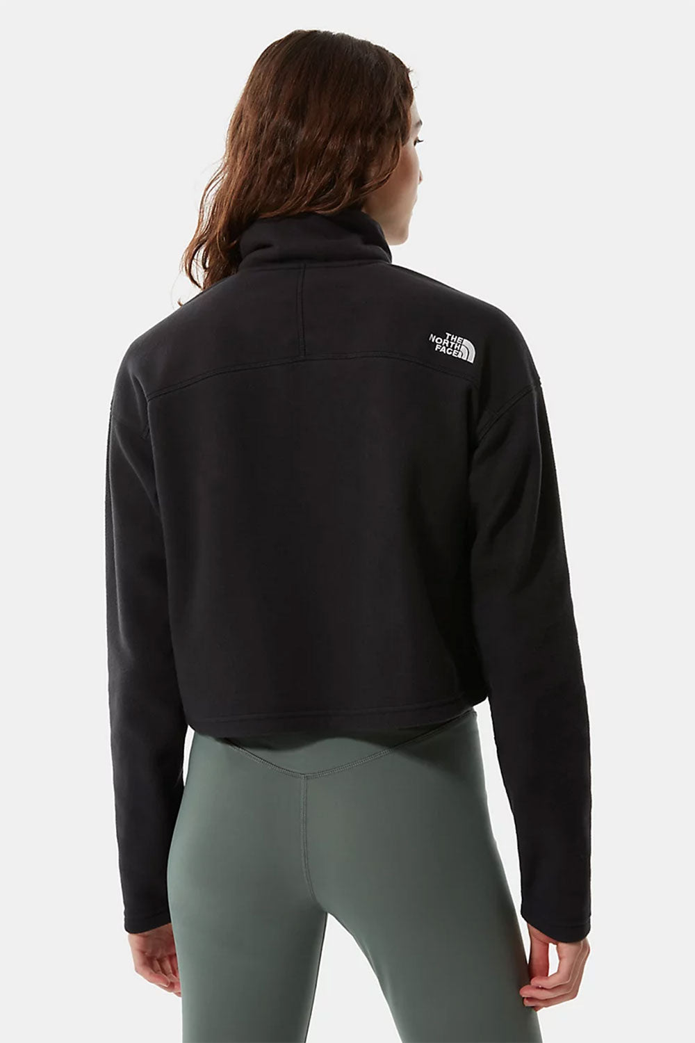 The North Face-Women 100 Glacier Cropped 1/4 Zip Black-Sweatshirts & Hoodies-3-fleurdirect.live
