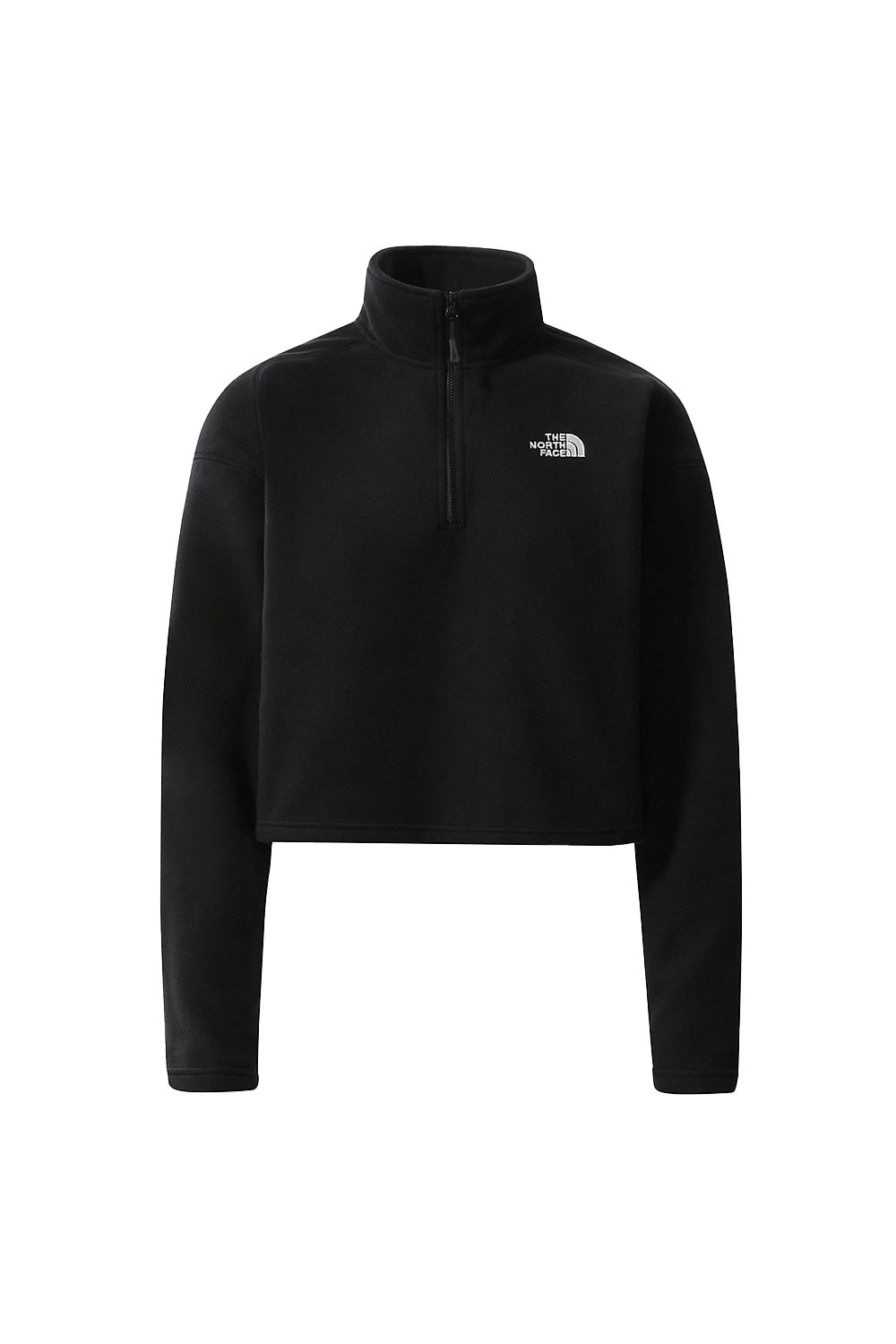 The North Face-Women 100 Glacier Cropped 1/4 Zip Black-Sweatshirts & Hoodies-9-fleurdirect.live