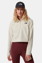 The North Face-Women 100 Glacier Cropped 1/4 Zip White-Sweatshirts & Hoodies-1-fleurdirect.live