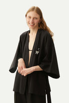 WWF Market-Lemur Kısa Kollu TENCEL™ Kimono - Siyah-Kimono-8-fleurdirect.live