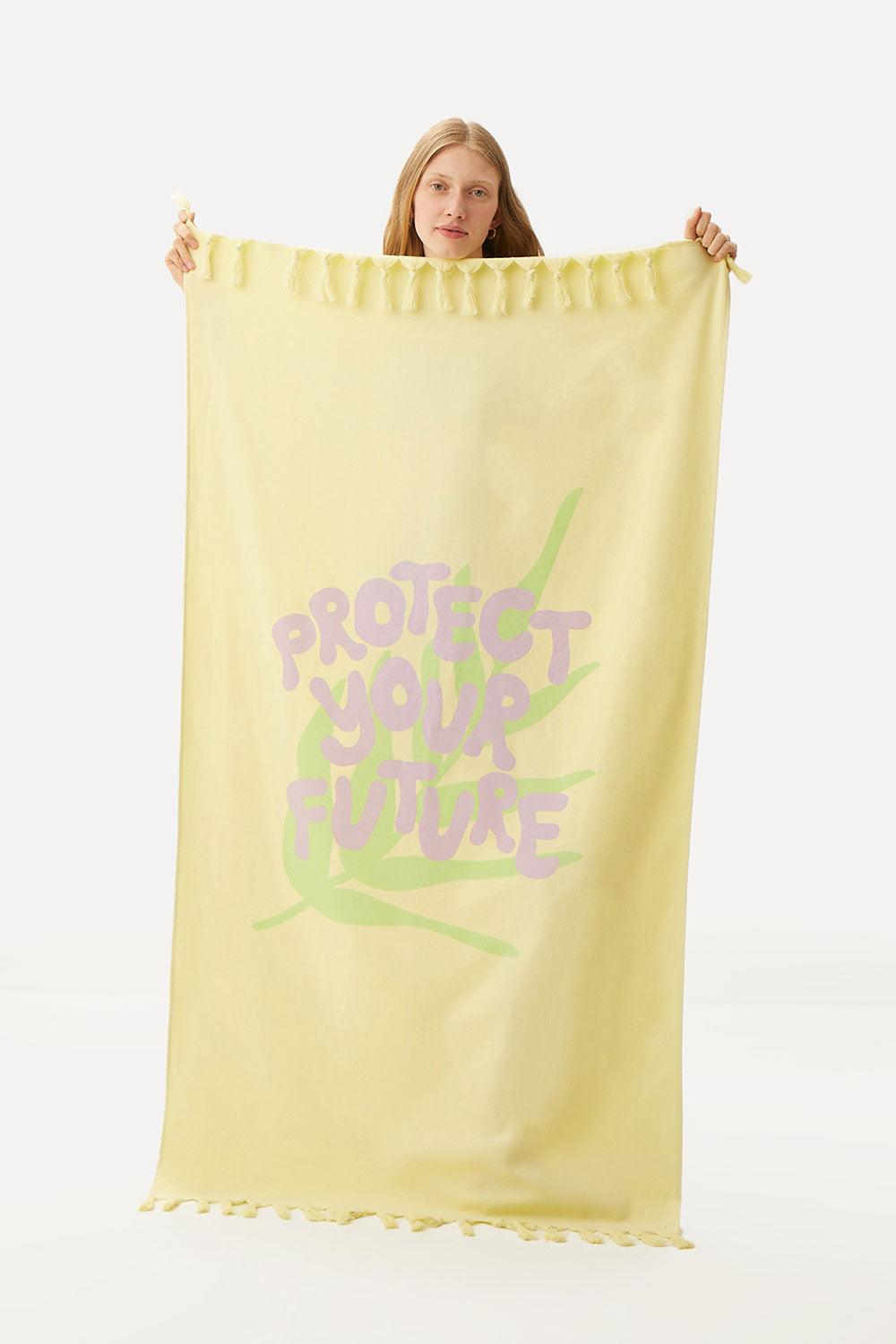 WWF Market-Protect Your Future Havlu Peştamal - Sarı-Plaj Havlusu-2-fleurdirect.live