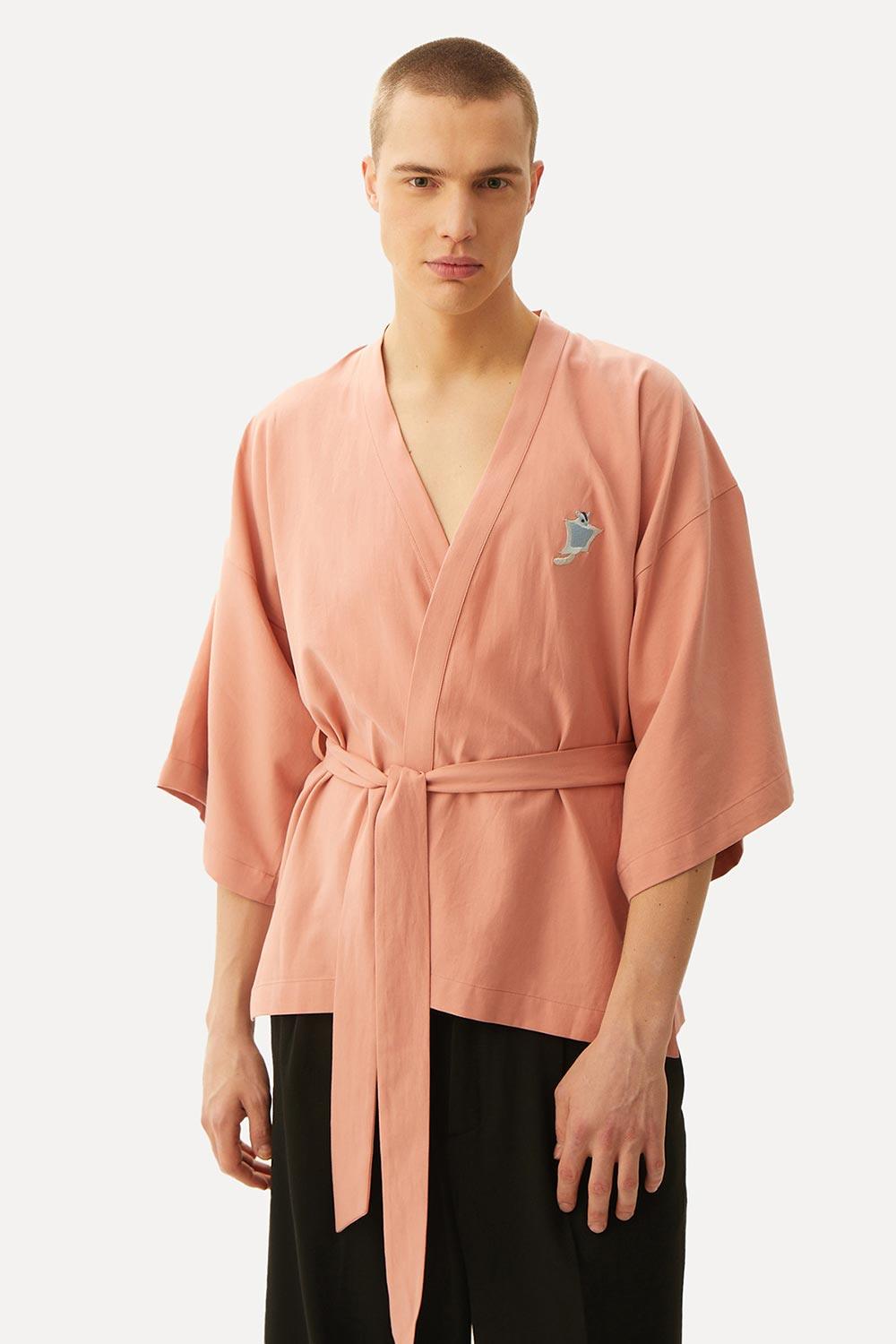 WWF Market-Sugar Glider Kısa Kollu TENCEL™ Kimono - Pembe-Kimono-7-fleurdirect.live