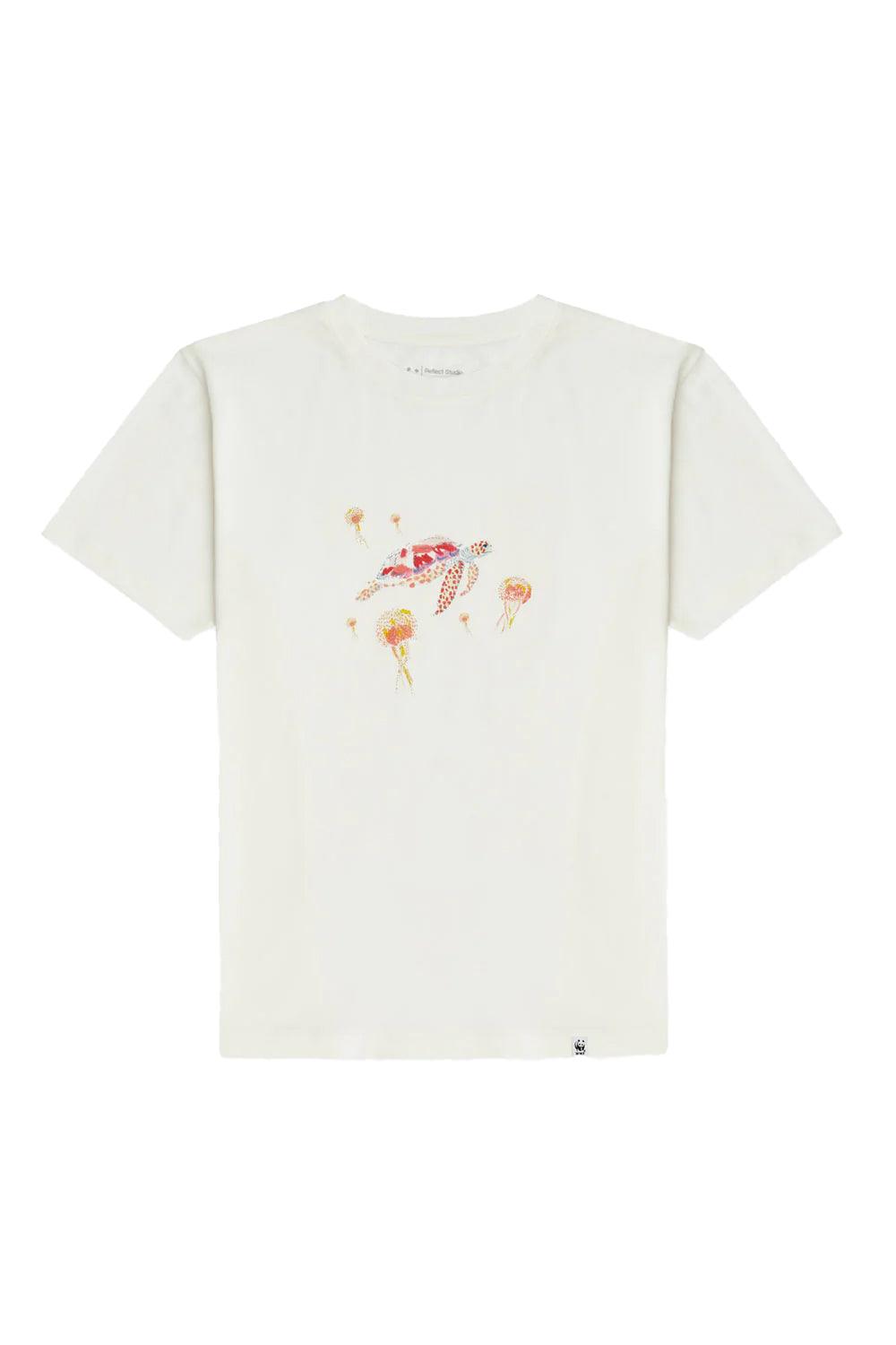 WWF Market-Yeşil Deniz Kaplumbağası T-Shirt - Parşömen Beyaz-T-Shirts-1-fleurdirect.live