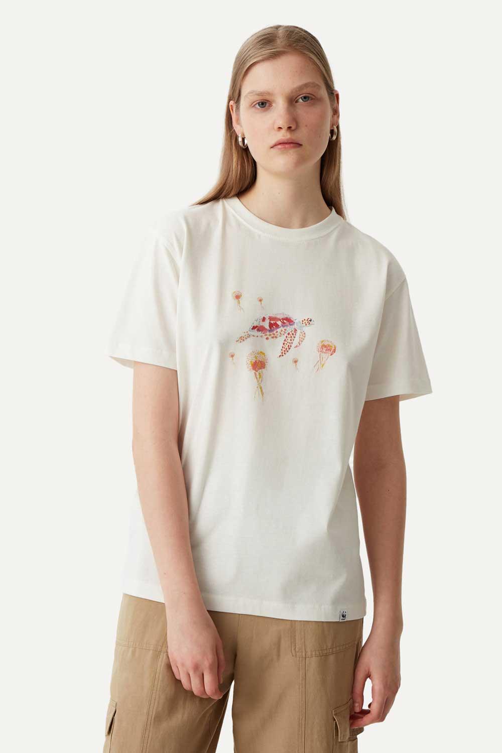 WWF Market-Yeşil Deniz Kaplumbağası T-Shirt - Parşömen Beyaz-T-Shirts-6-fleurdirect.live