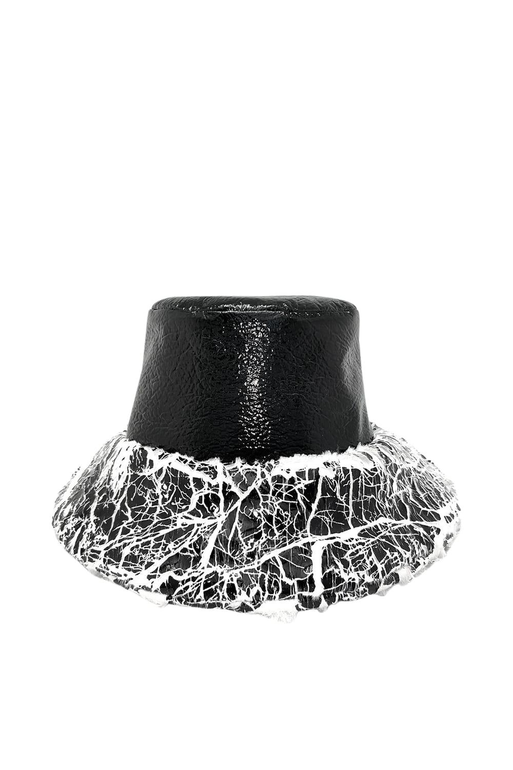 Wayt-Moon Child Suni Kürklü Siyah Vinil Kova Şapka-Bucket Hat-1-fleurdirect.live